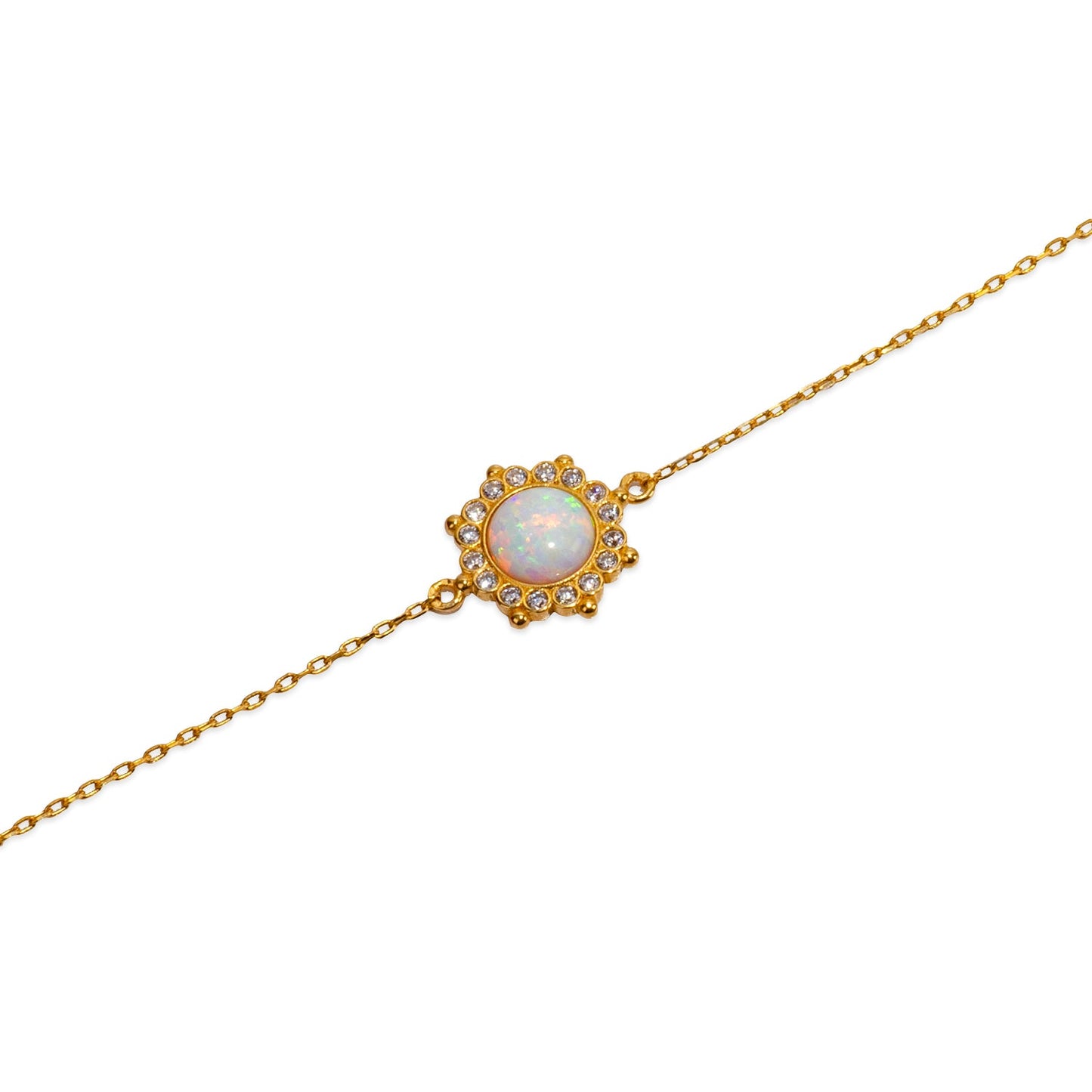 Sun White Opal 24K Gold Bracelet