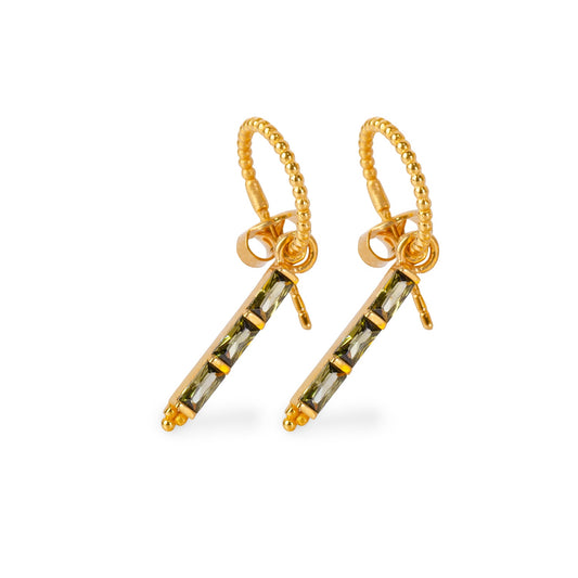 Theodora Green Quartz 24K Gold Earrings