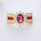 Elegant Blue & Red Zirconia Ring