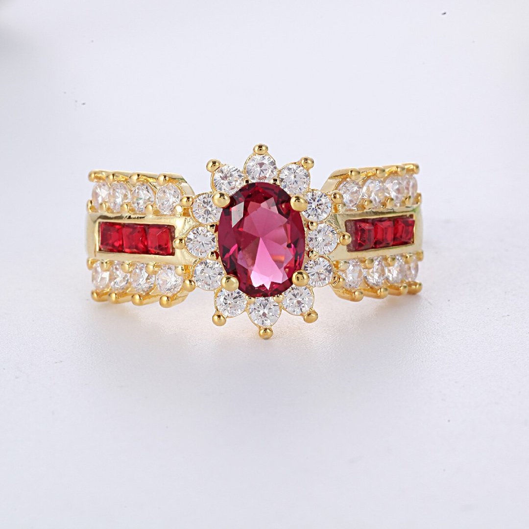 Elegant Blue & Red Zirconia Ring