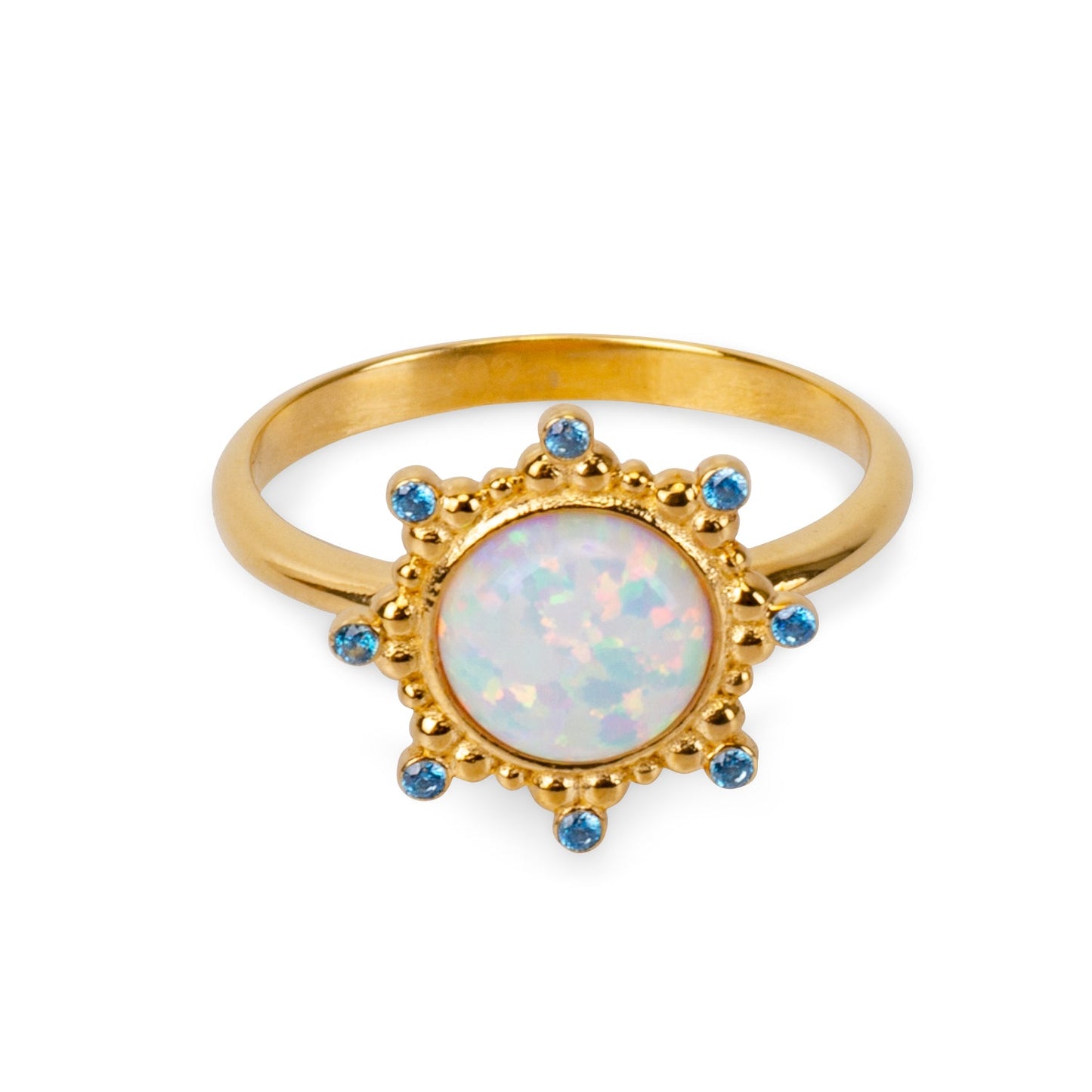 Starlight White Opal 24K Gold Ring