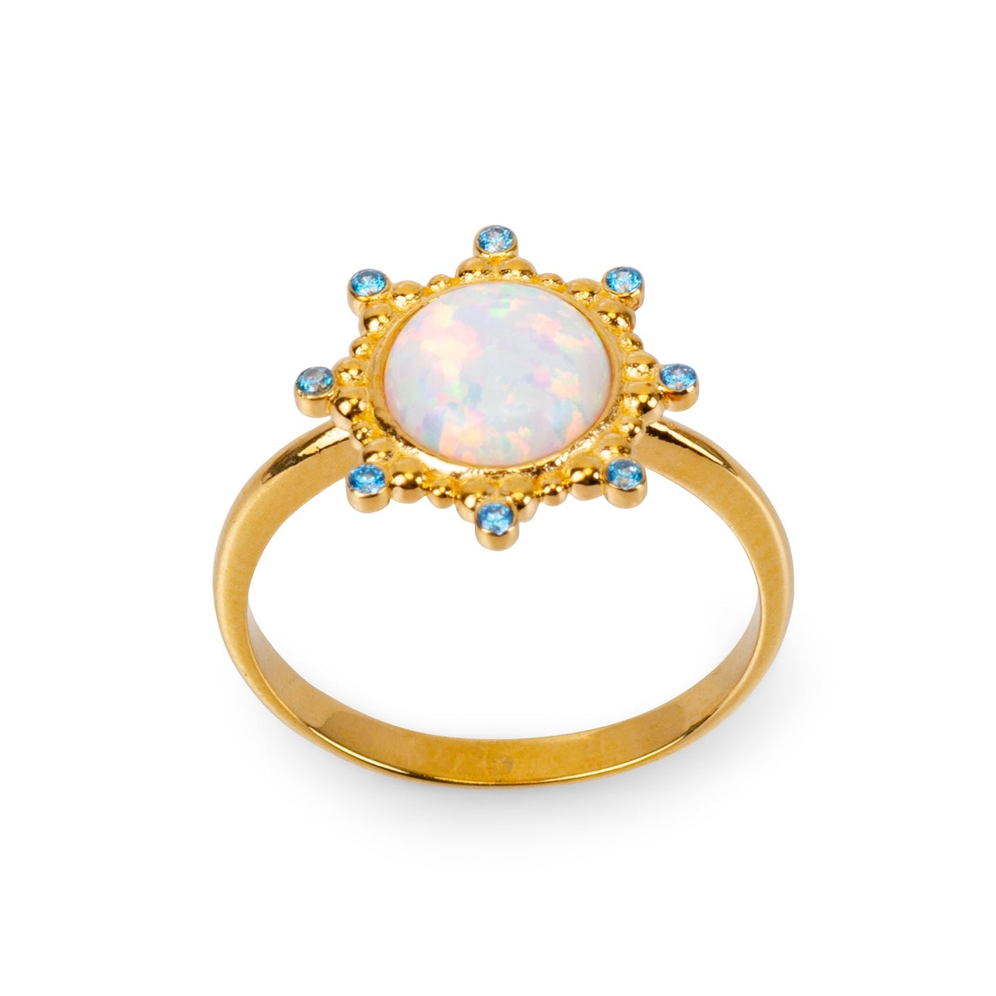Starlight White Opal 24K Gold Ring