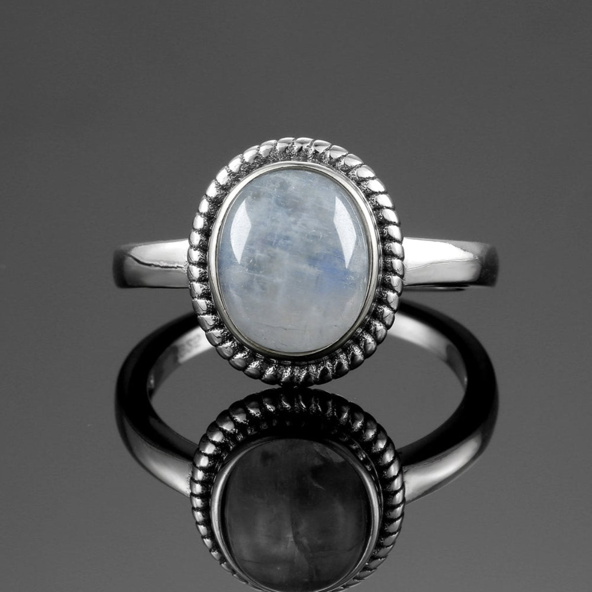 Natural Moonstone Silver Ring