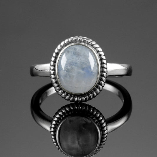 Natural Moonstone Silver Ring