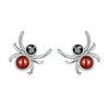 Black Red Spider Sterling Silver Earrings