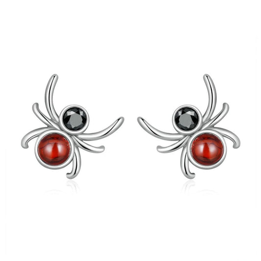 Ohrringe aus Sterlingsilber mit schwarzer und roter Spinne 