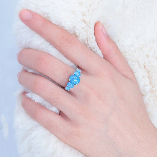 Spiritual Blue Fire Opal Silver Ring