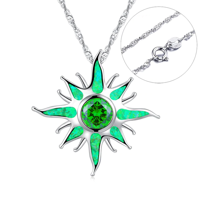 Star Green Opal Silver Necklace