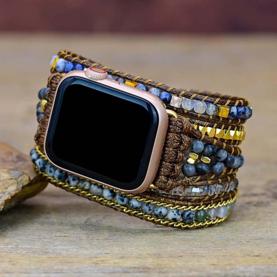Schwarzes Labradorit-Armband für die Apple Watch