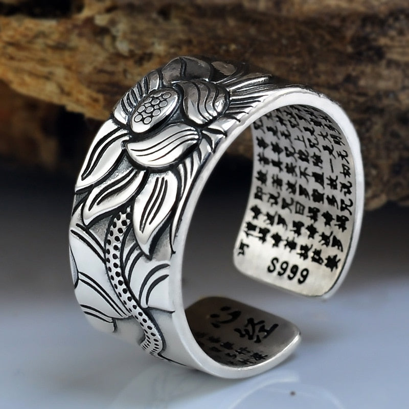 Spiritual 925 Sterling Silver Lotus Ring
