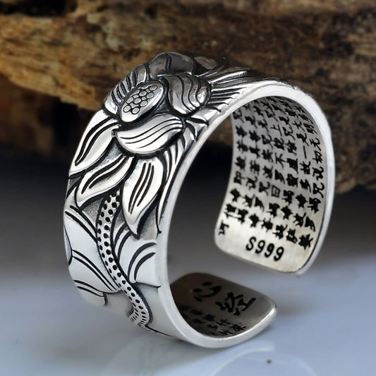 Spiritual 925 Sterling Silver Lotus Ring