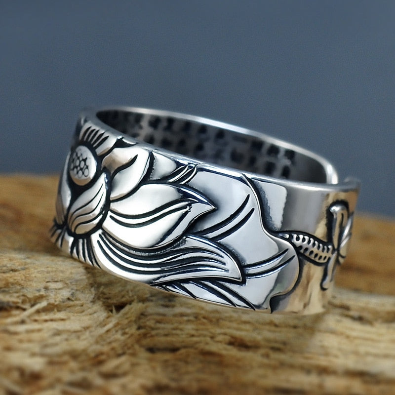 Spiritual 925 Sterling Silver Lotus Ring