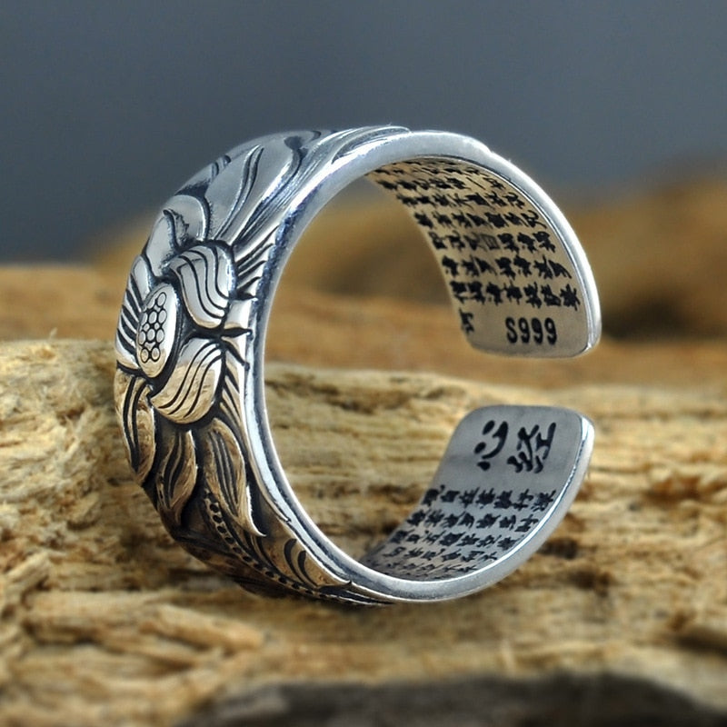 Spiritual 925 Sterling Silver Lotus Ring
