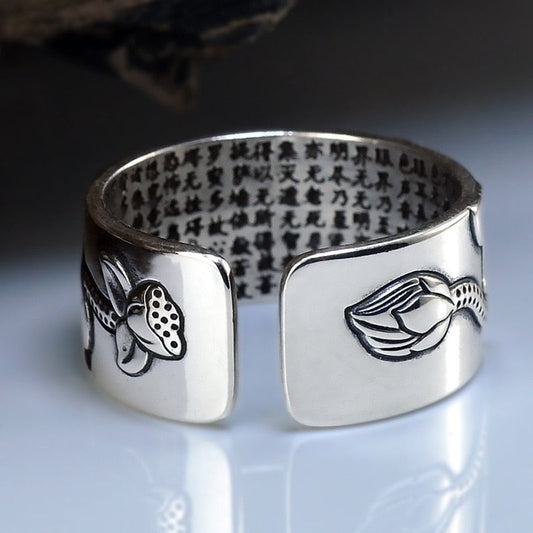 Spiritual 925 Sterling Silver Lotus Ring