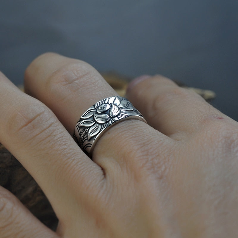 Spiritual 925 Sterling Silver Lotus Ring