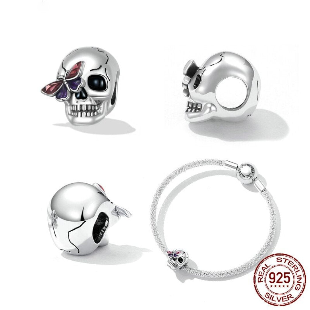 Butterfly Skull 925 Sterling Silver Pendant