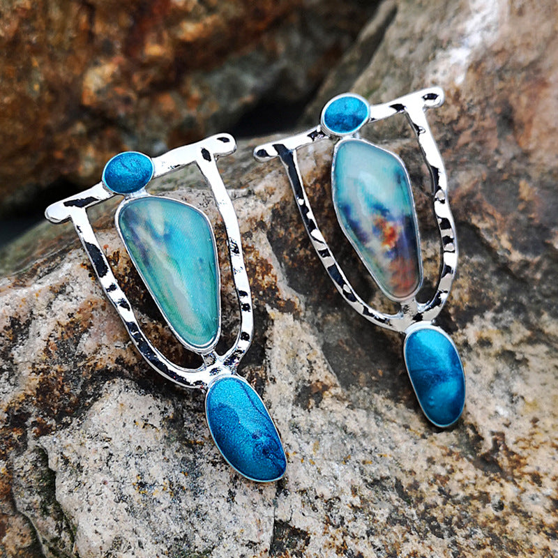 Ethnic Design Blue Earrings