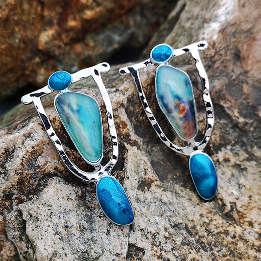 Ethnic Design Blue Earrings
