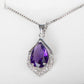 Elegant Amethyst & Zirconia Silver Necklace