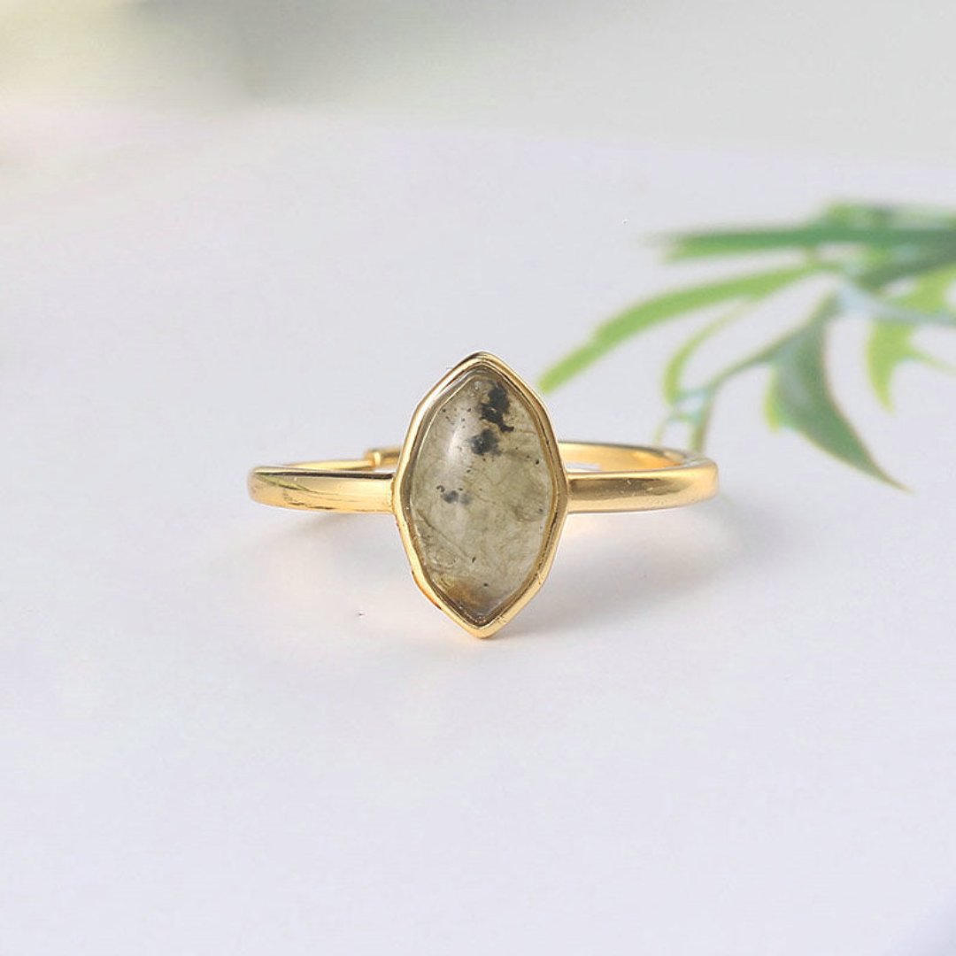 Spiritueller Labradorit 14K vergoldeter verstellbarer Ring 