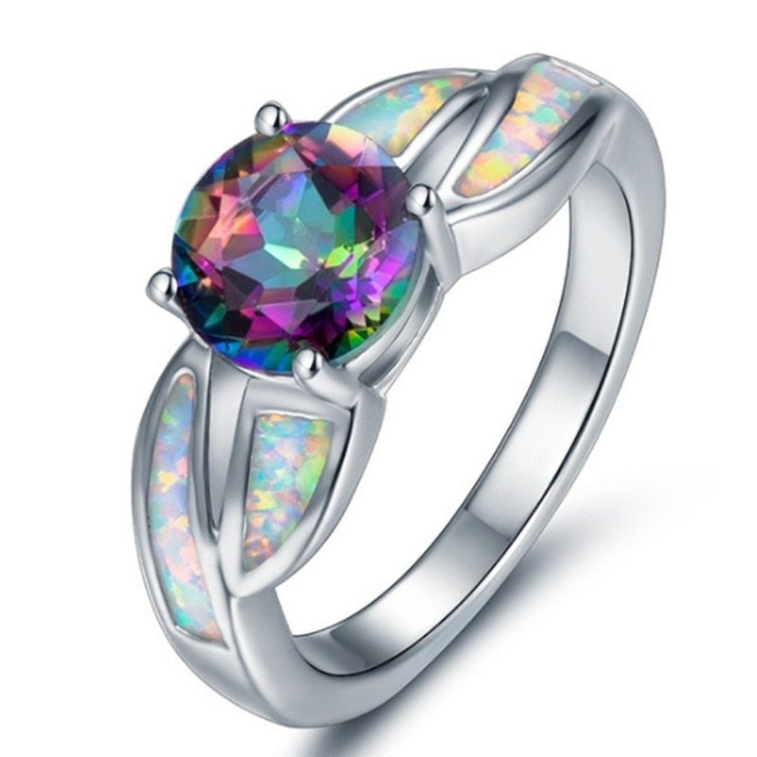 Rainbow Topaz & Fire Opal Ring