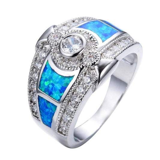 Chic Vintage Opal & Zirconia Ring