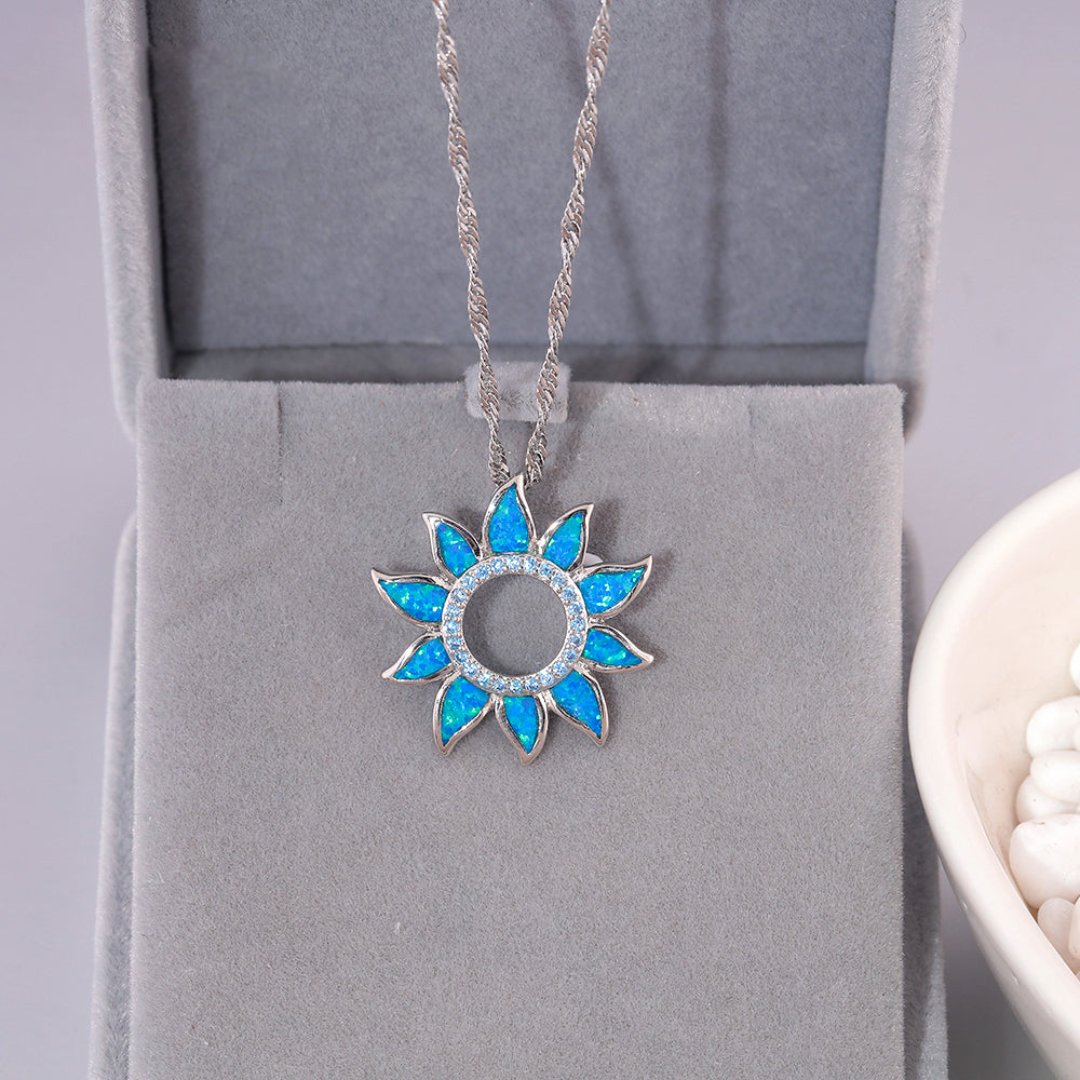 Spiritual Sun Blue Fire Opal Pendant
