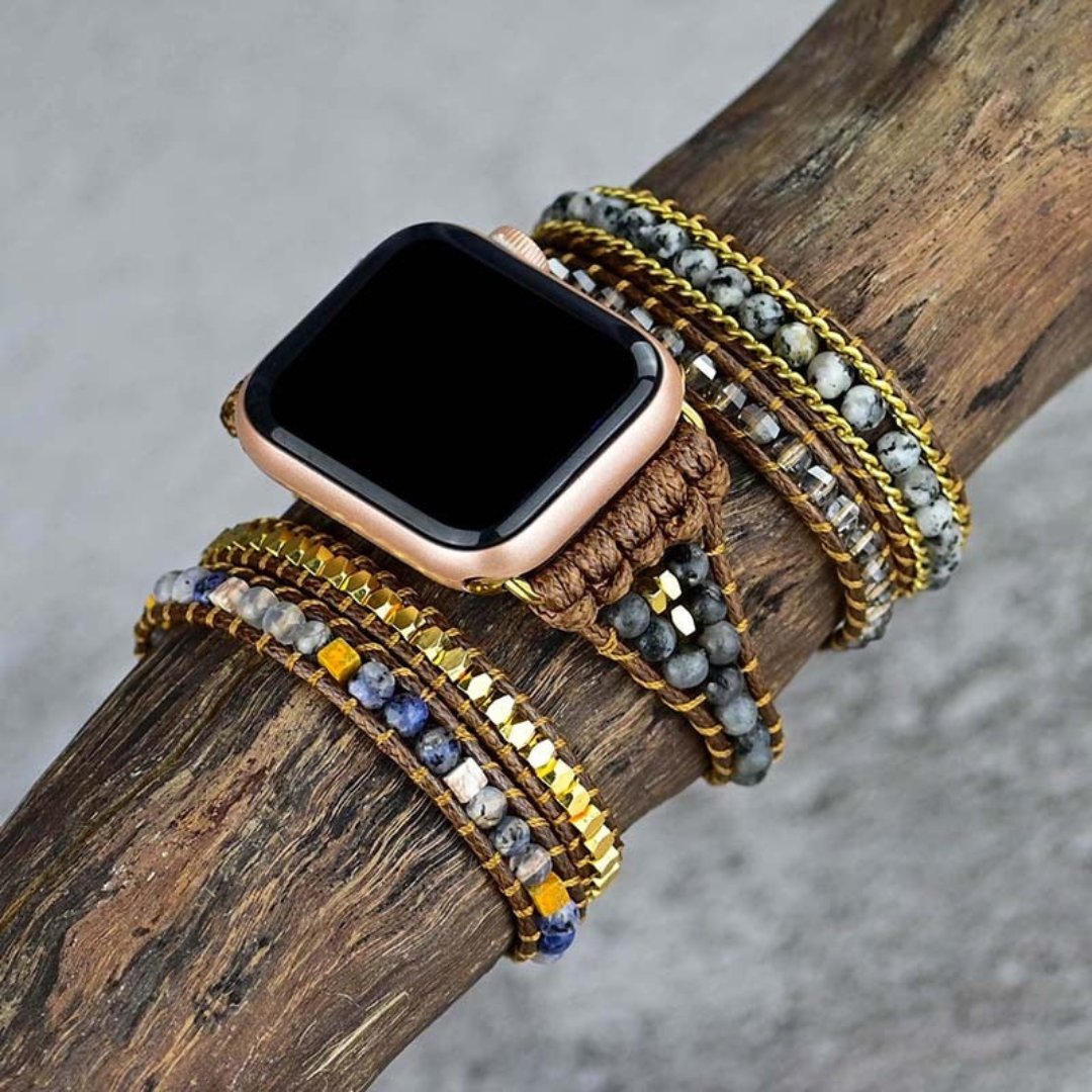 Schwarzes Labradorit-Armband für die Apple Watch