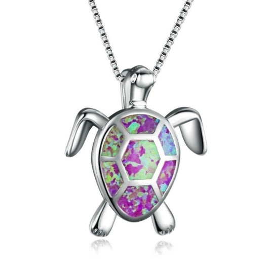 Spirit Turtle Opal Silver Necklace