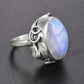 Natural Oval Moonstone Sterling Silver Ring