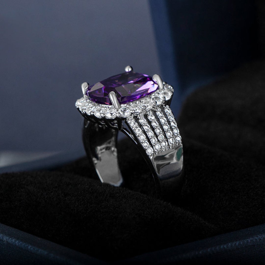 Shining Amethyst Sterling Silver Adjustable Ring