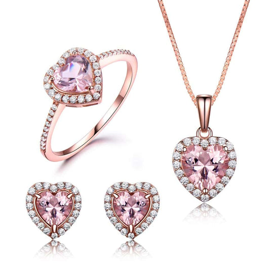 Elegant Morganite Sterling Silver Set