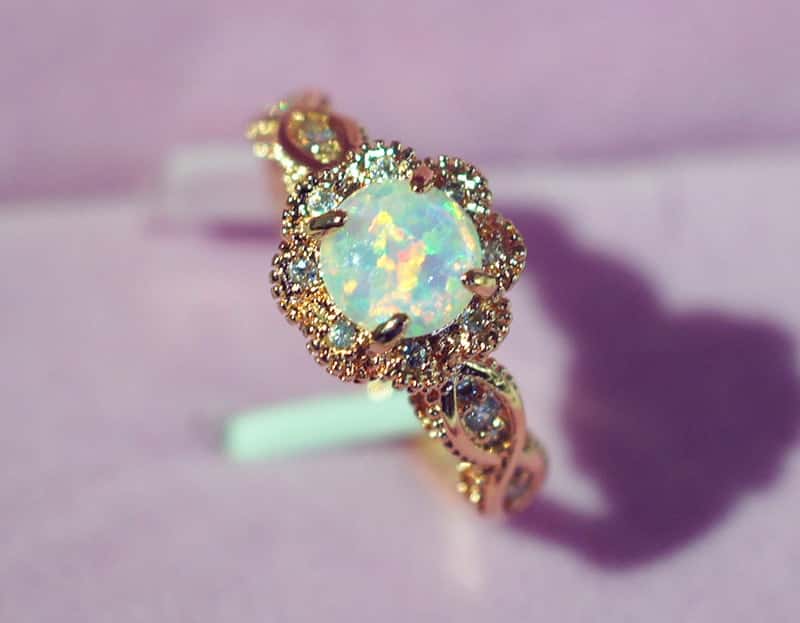 Flower Zirconia Opal Ring