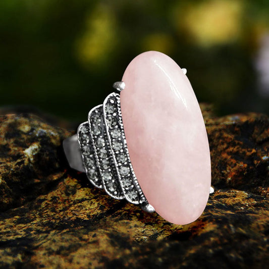 Spiritual Natural Stone Silver Plated Ring