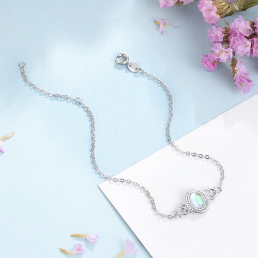 Lucky Rainbow Moonstone Sterling Silver Bracelet