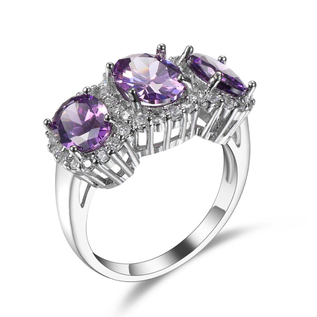 Enchanting Oval Amethyst Silver Ring