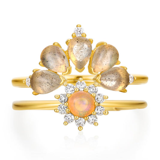 Natural Crystal 925 Sterling Silver Adjustable Ring