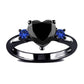 Vintage Herz Onyx &amp; Blauer Zirkonia Ring