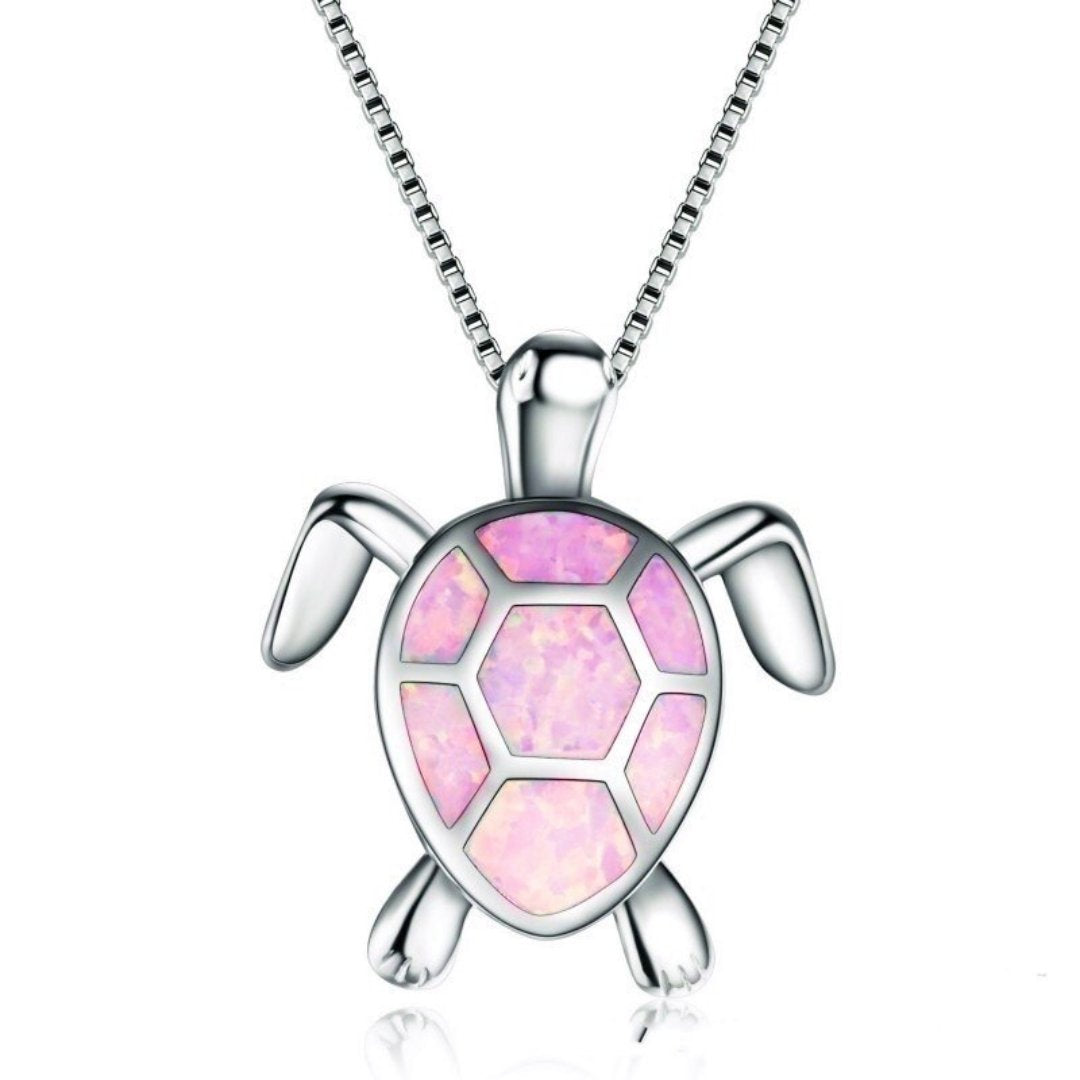 Spirit Turtle Opal Silver Necklace
