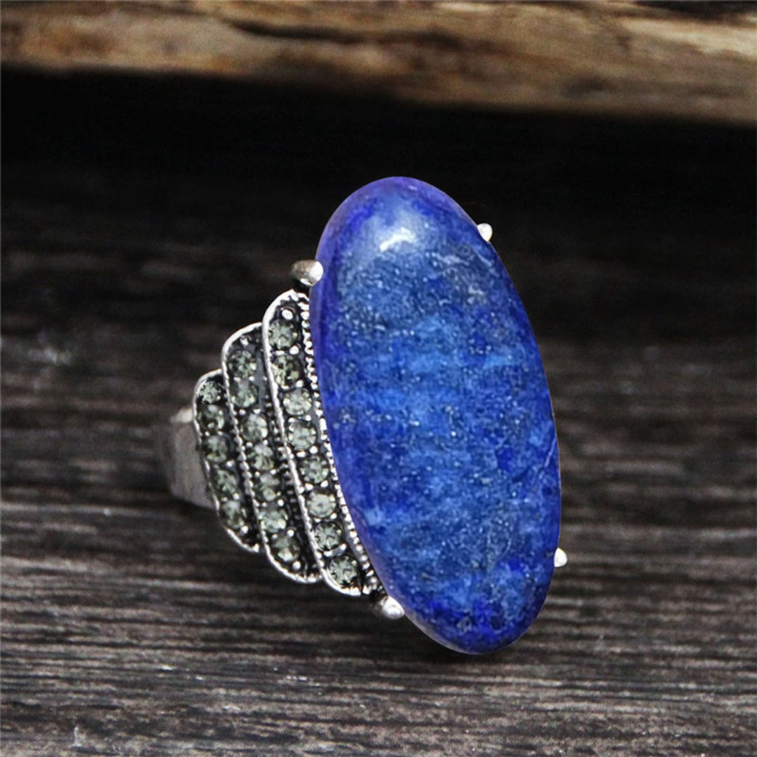 Spiritueller Naturstein versilberter Ring
