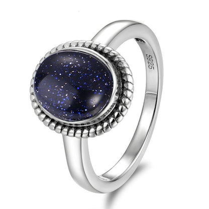 Vintage Blue Sandstone Silver Ring