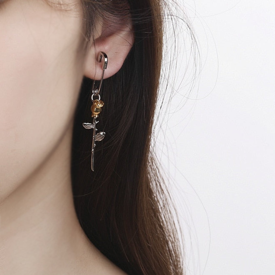 Shahmaran Rose Silver Single Earring