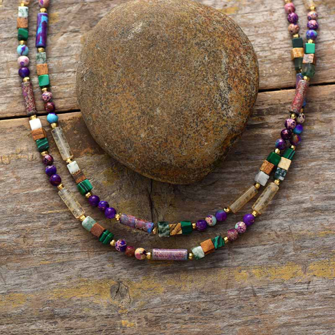 Bohemian Mix Stones Two Layers Necklace