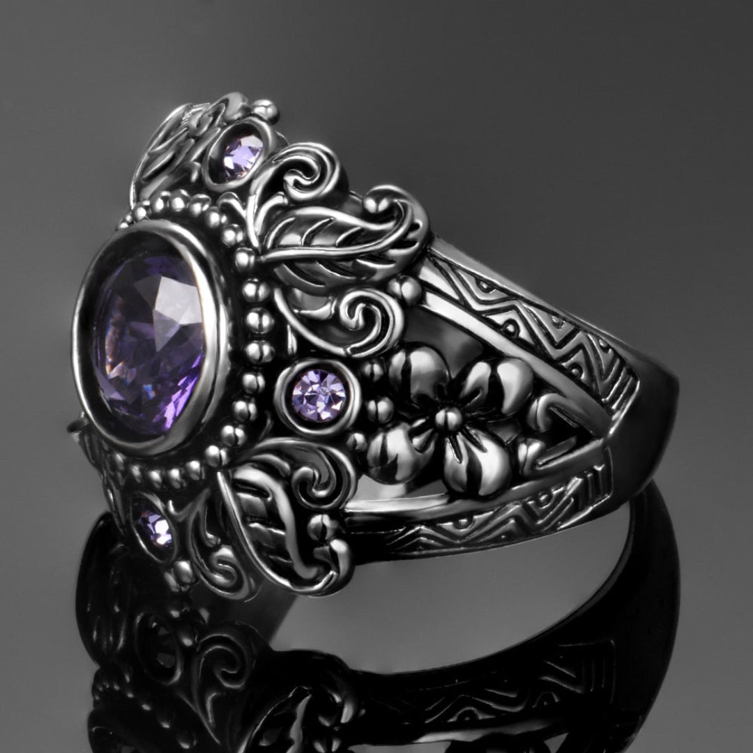 Amethyst-Ring aus 925er Sterlingsilber im Vintage-Stil