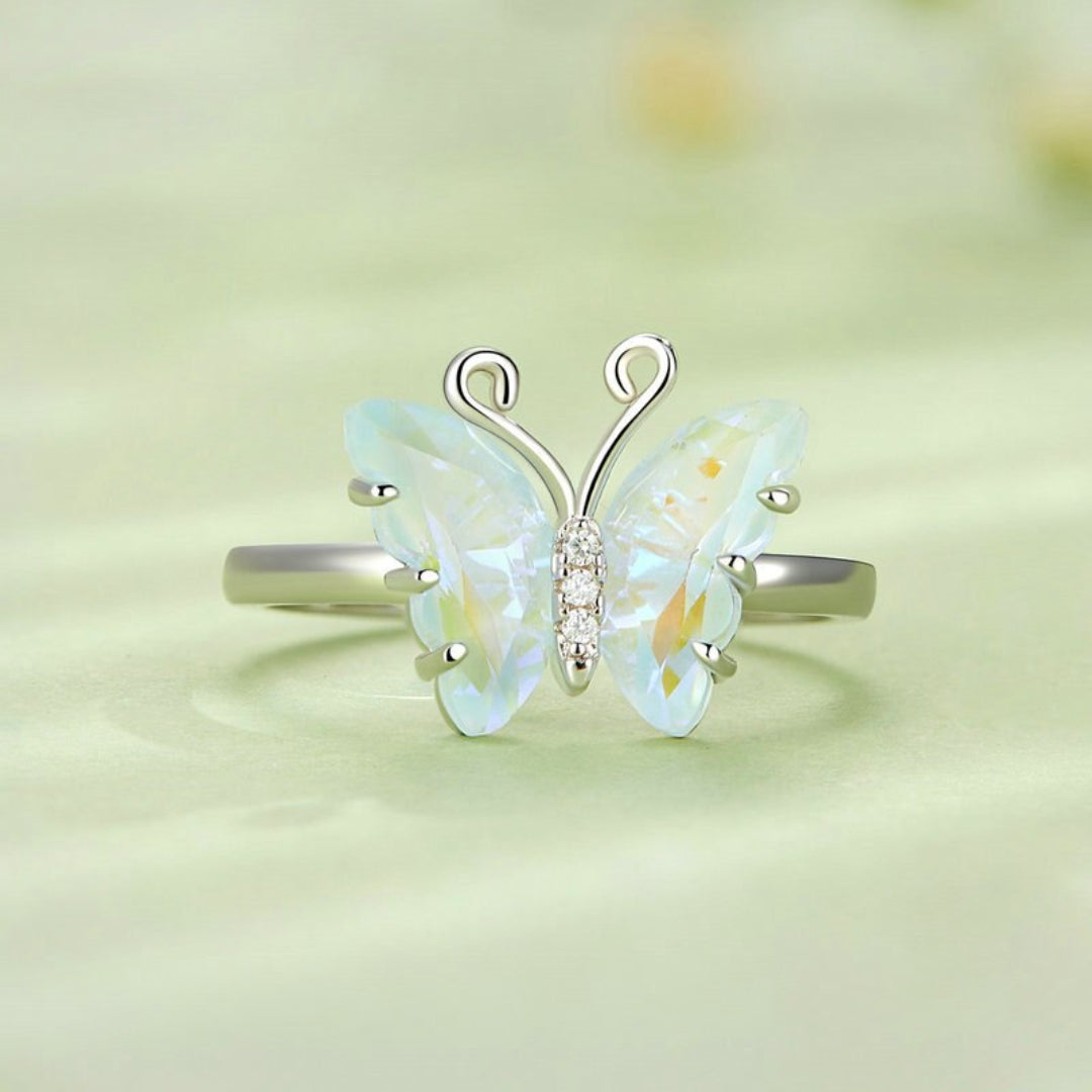 Schmetterling Aquamarin Sterling Silber Ring