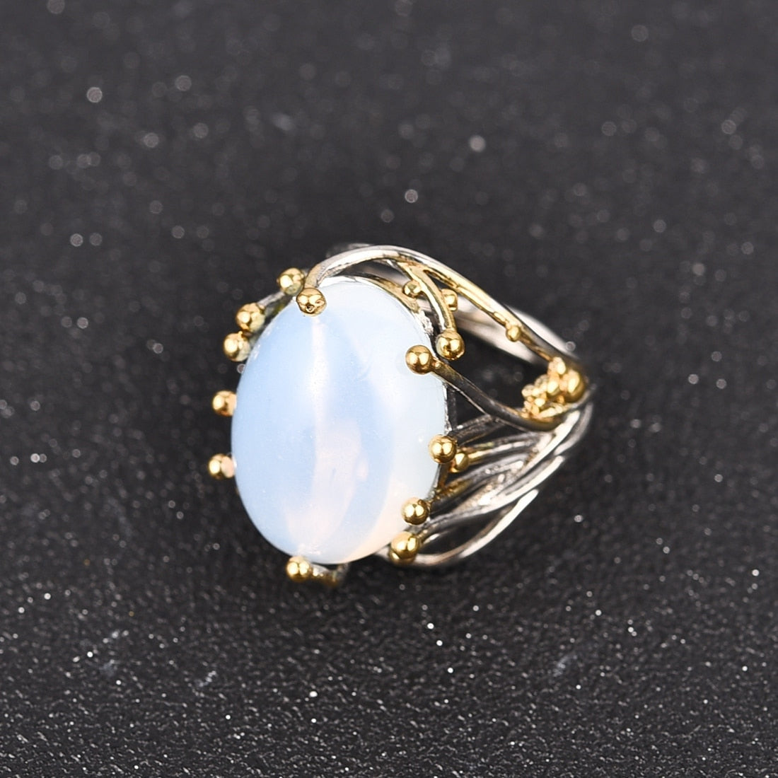 Spiritual Vintage Moonstone Silver Ring