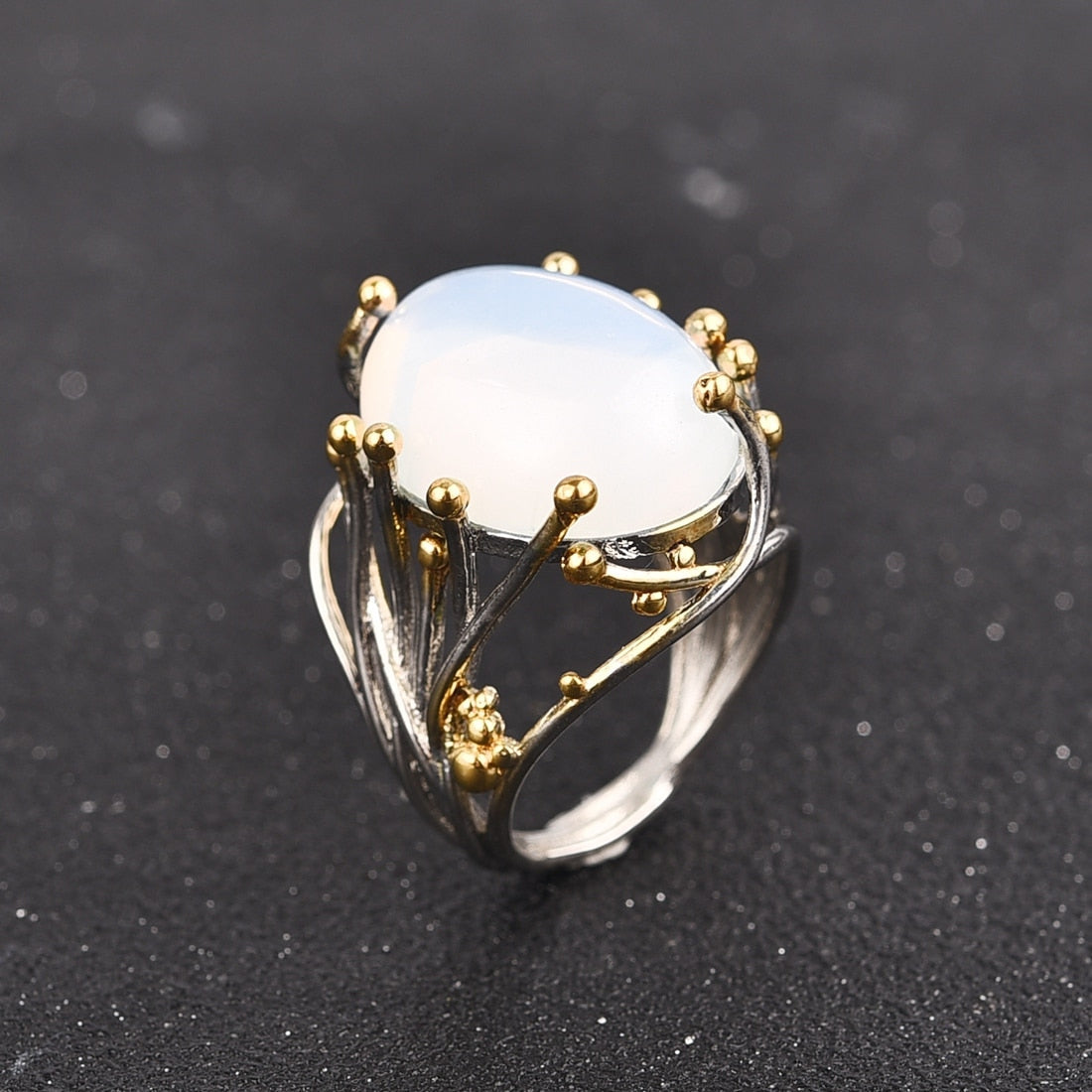 Spiritual Vintage Moonstone Silver Ring