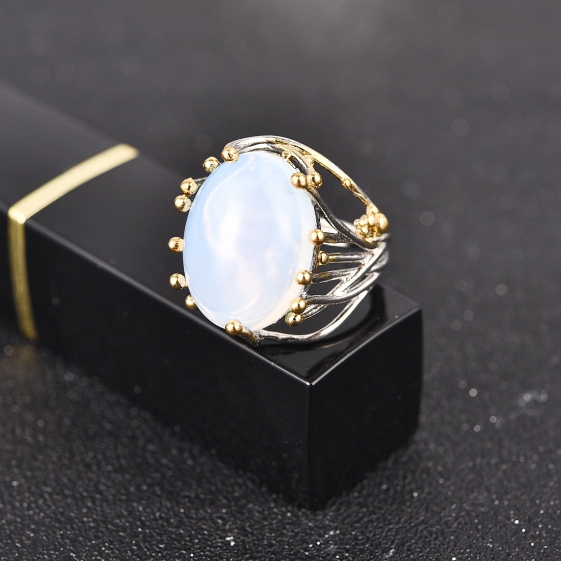 Spiritual Vintage Moonstone Silver Ring