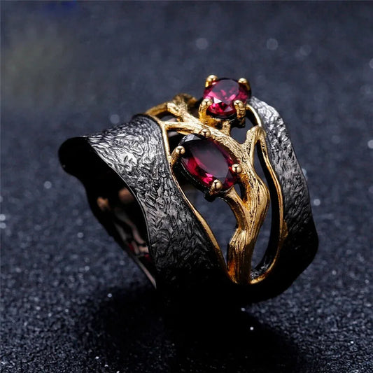 Elara's Special Design Garnet Ring
