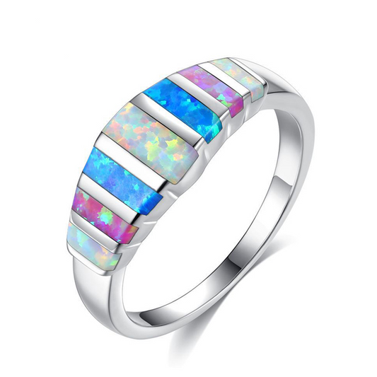 Spirit "Calming Night" Fire Opal Silver Ring